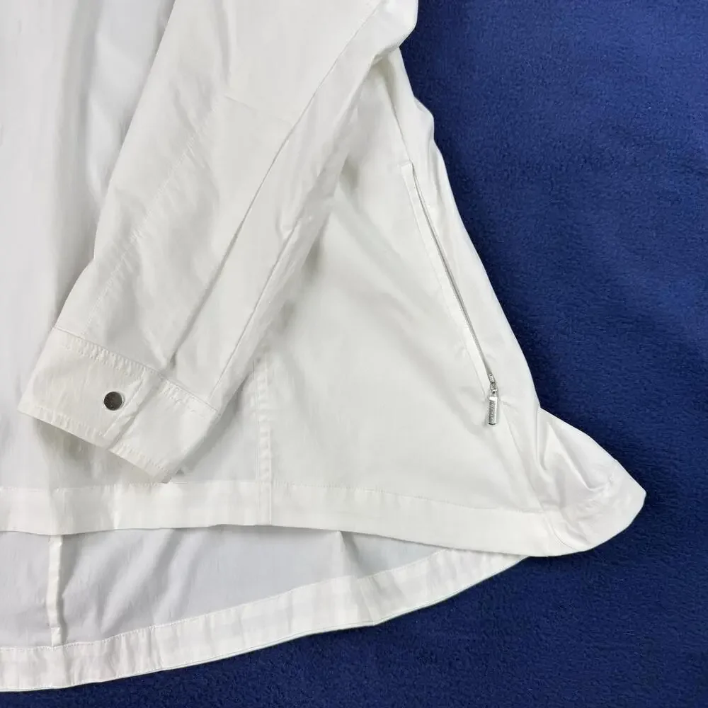 Athleta Advantage Poplin Top Women M White 1/4 Zip Back Yoke Water Repellent Gym - Picture 8 of 9